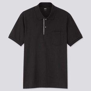 BNWT Uniqlo Dry Pique Pocket Polo with Collar Stripe, Black, XS
